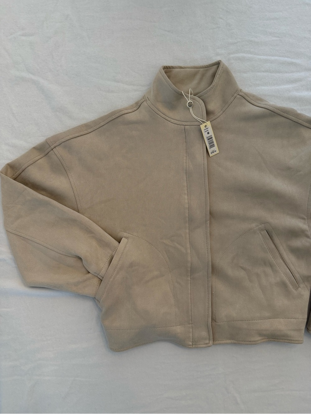 Max Studio Women’s Beige High-Neck Cropped Jacket NWT
